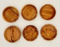 4´er Set Schale aus Olivenholz flache runde Schüssel Holz 20cm x 4,5cm