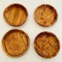 4´er Set Schale aus Olivenholz flache runde Schüssel Holz 20cm x 4,5cm