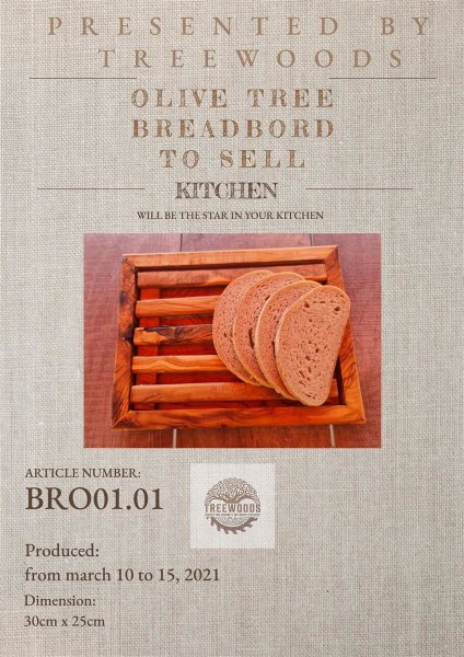 2´er Set Brotschneidebrett 30cm x 25cm Olivenholz