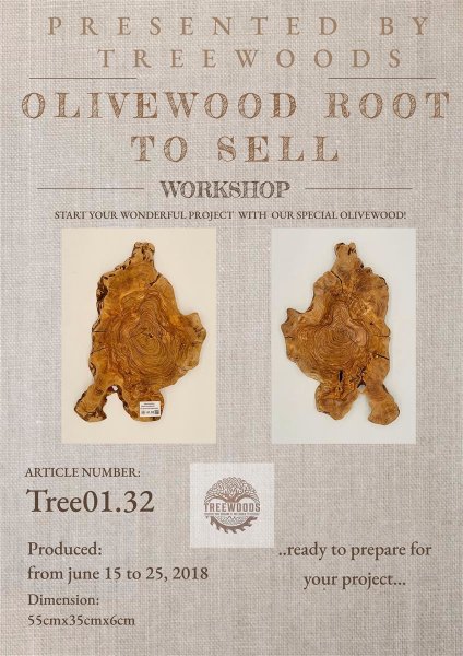 Olivenwurzel Olivenholz Möbelbau behandelt 55x35x6cm Tree 01.32